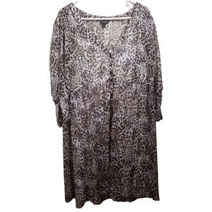 Torrid Animal Print Shirt Dress Women’s 1X V-Neck 3/4 Sleeve Lined